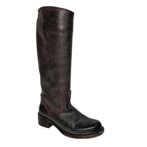 Frye Tall Leather Western Pull On Riding Boots Brown Chunky Heel 5.5 High Saddle